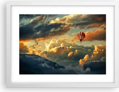 Produktbild von Gerahmtes Poster - Weißer Rahmen - Wolken Ballon Flug - 40x30 cm - Wand Bild - Wanddeko - Wandbilder - Kunstposter - Wandposter - Bilderrahmen - Bilder - Kunstdruck - Wandbild - P2WAA40x30-3791