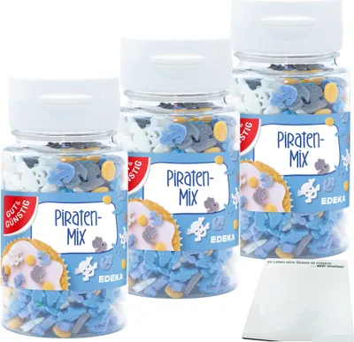 Produktbild von Gut & Günstig Streudekor Meer Piraten-Mix 3er Pack (3x57g) + usy Block