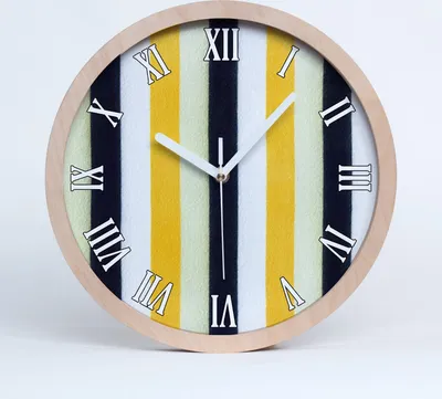Produktbild von Holzuhr 25fi cm wanduhr - weiße Spitzen - gestreifter Hintergrund