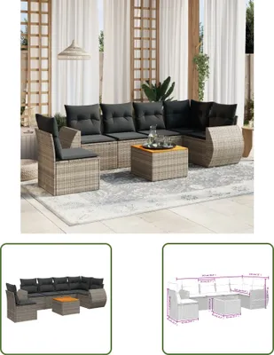 Produktbild von The Living Store 7-tlg. Garten-Sofagarnitur mit Kissen Grau Poly Rattan