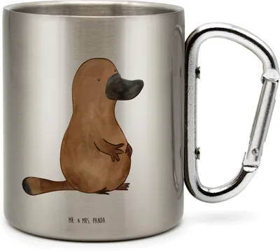 Produktbild von Mr. & Mrs. Panda Teetasse Schnabeltier Mut - Transparent - Geschenk, Meer, Edelstahlbecher, Weltreise, thermotasse, Teebecher, Motivation, Isolierbecher, Raodtrip, Arbeit
