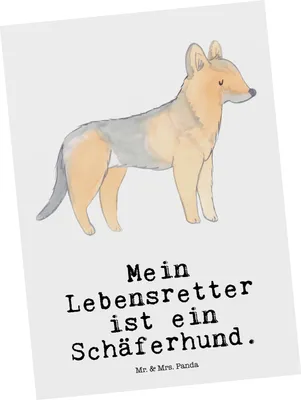Produktbild von Mr. & Mrs. Panda Grußkarte Schäferhund Lebensretter - Weiß - Geschenk, Motivkarte, Postkarten, Postkarte, Ansichtskarte, Ansichtskarten