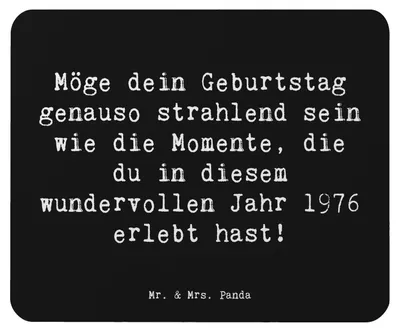 Produktbild von Mr. & Mrs. Panda Mauspad Spruch 1976 Geburtstag - Schwarz - Geschenk, laptop mousepad, Geburtsjahr, strählender, computer, Happy Birthday, Alter, Mouse Pad, mousematte