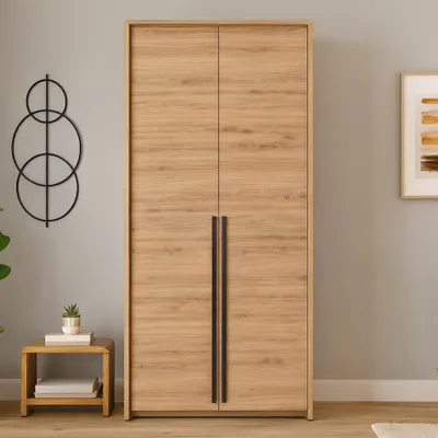 Produktbild von BEAUTYSOFA | Drehtürenschrank GIANA 100 cm Moderne Garderobenschrank mit 2 Türen, Eiche