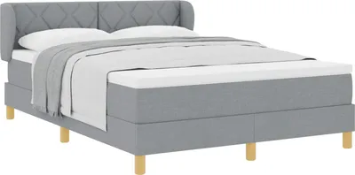 Zdjęcie produktu dla vidaXL Łóżko sprężynowe z materacem jasnoszare 140 x 200 cm tkanina
