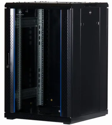 Produktbild von Rockstable 18 HE 19" Serverschrank mit Glastür, Freistehendes Gestell, 18U, 800 kg, Sperrschloss, Ablageschienen, Verstellbare Füße