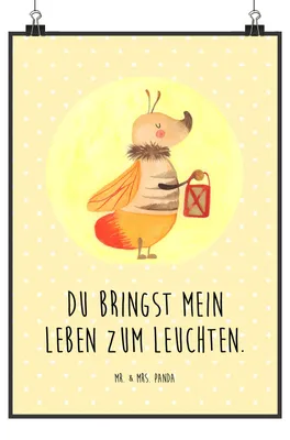 Produktbild von Mr. & Mrs. Panda Bild Glühwürmchen DIN A5 - Gelb Pastell - Geschenk, wanddeko, Lustige Sprüche, Liebe, Wandbild, Posterdruck, Lieblingsmensch, Liebesbeweis, Heiratsantrag