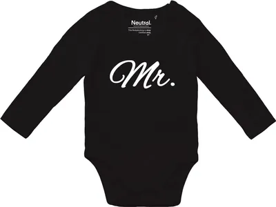 Produktbild von Huuraa Baby Body Mr. Schriftzug 80 Black  Baumwolle Fairtrade Langarmbody Geschenkidee