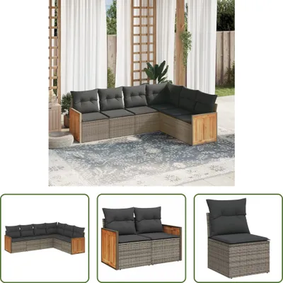 Produktbild von The Living Store 6-tlg. Garten-Sofagarnitur mit Kissen Grau Poly Rattan