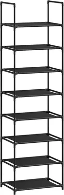 Produktbild von WOLTU Schuhregal mit 8 Ablagen, Schuhständer Metallgestell, 41x28x140 cm : Schwarz Farbe: Schwarz