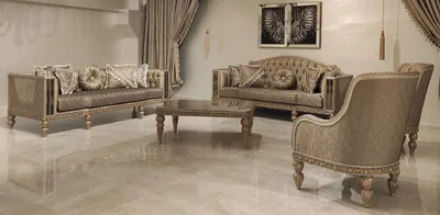 Produktbild von Casa Padrino Luxus Barock Wohnzimmer Set Gold / Grau / Gold - 2 Barock Sofas & 2 Barock Sessel & 1 Barock Couchtisch - Luxus Wohnzimmer Möbel im Barockstil - Barock Möbel - Edel & Prunkvoll