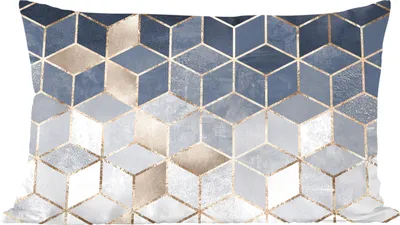 Produktbild von MuchoWow® Zierkissen Sofakissen Wohnzimmer Dekokissen 50x30 cm Würfel - Gold - Muster - Wohnzimmerdekoration - Polster mit Photo