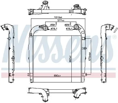 Produktbild von NISSENS Ladeluftkühler 961440 Aluminium 890x862x62 mm gelötete Kühlrippen