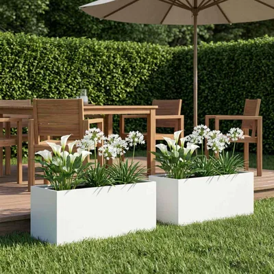 Image de Maison Exclusive - Lot de 2 pots de jardin, blanc, 80 x 40 x 40 cm