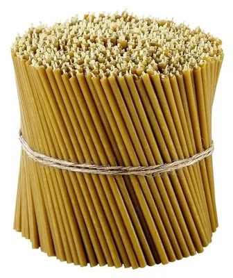 Image de Bougies rituelles 100% cire d'abeille (jaunes) - Bougies orthodoxes pour la prière et la décoration