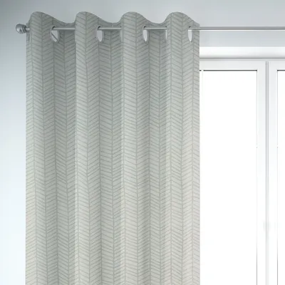 Produktbild von SCHÖNER LEBEN. Vorhang Fischgrätmuster abstrakt weiß mint 245cm Aufhängung Ösen