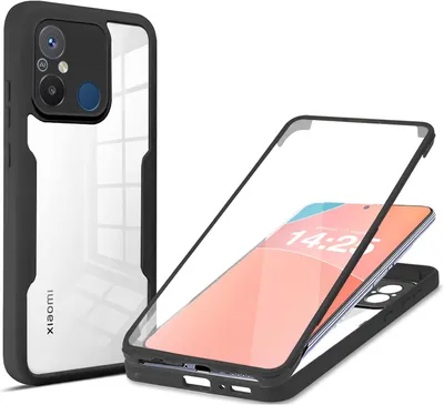 Produktbild von 360 Grad Rundum Schutz Handyhülle für Xiaomi Redmi 12C Full Cover Vollschutz Case Farbe: Schwarz