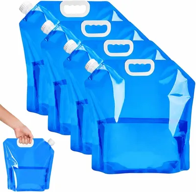 Imagen del producto de Bidón plegable para agua, 10 litros, juego de 4 unidades, sin BPA, ideal para camping