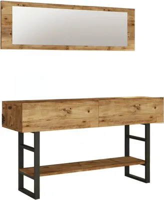 Image de Izo - Console, 139x43x76h cm Chêne Marron, une Étagère