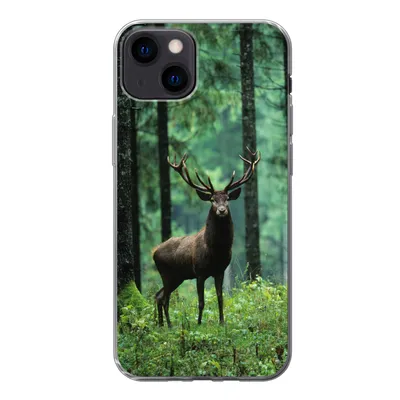 Produktbild von MuchoWow® Handyhülle Schutzhülle Hülle für iPhone 13 Hirsche - Wald - Bäume - Tiere - Natur Silikon Softcase Handy Hülle - Karteninhaber