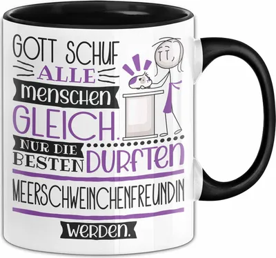 Produktbild von Meerschweinchenfreundin Geschenk Becher Tasse Gott Schuf Alle Menschen Gleich Nur Die Besten Durfeten Meerschweinchenfreundin Werden Geschenkidee Lustig (Schwarz)
