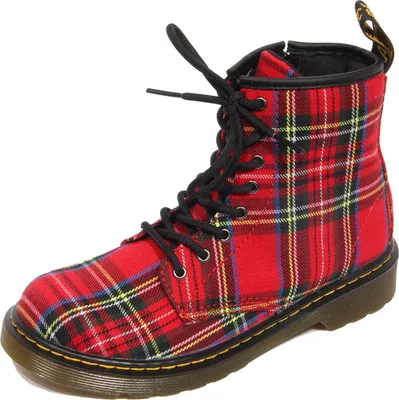Produktbild von G4324 anfibio bimba Mädchen DR. MARTENS rot/multicolor Schottenstoff Stiefel Kinder