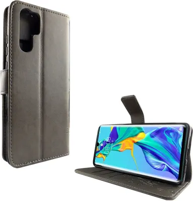 Image de Étui de protection pour téléphone Huawei P30 Pro, type coque rabattable, avec porte-cartes, couleur grise