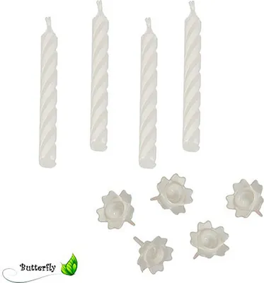 Produktbild von PAPSTAR 24 Geburtstagskerzen mit Halter 6 cm weiss | Blister (24 Stück)