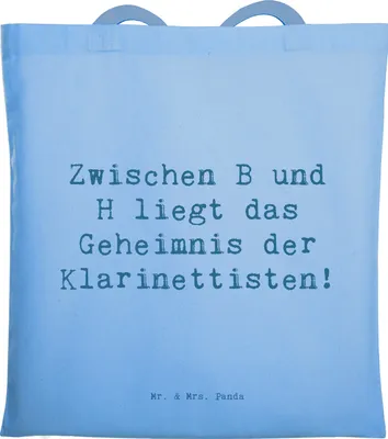 Produktbild von Mr. & Mrs. Panda Baumwollbeutel Spruch Klarinette Geheimnis - Sky Blue - Geschenk, Notenlesen, Instrument, canvas tasche, Musik, Jutebeutel, Lernen, Shopping, Schultasche