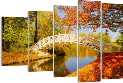 Produktbild von Bild auf Leinwand - Leinwandbild - Stream Fußgängerbrücke Herbst - 150x100cm - Wand Bild - Wanddeko - Leinwanddruck - Bilder - Kunstdruck - Leinwand bilder - Wandkunst - EG150x100-2654