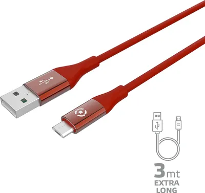 Immagine prodotto di Celly USBMICROCOL3MRD cavo USB 3 m USB A Micro-USB B Rosso