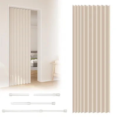 Magnetischer Türvorhang blickdicht, 120x200 cm, beige, mit Teleskopstange