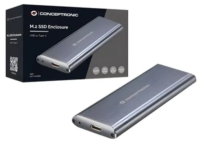 Produktbild von Conceptronic HDE01G, SSD-Gehäuse, M.2, M.2, SATA, Serial ATA II, Serial ATA III, 10 Gbit/s, USB Anschluss, Grau