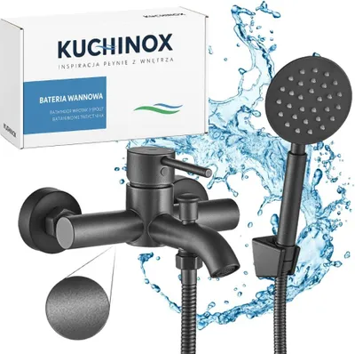 Produktbild von Kuchinox | Noia Wannenbatterie - Grafit - Wandmontage - Korrosionsbeständig - Modernes Design