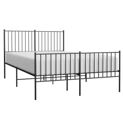 Zdjęcie produktu dla Metalowa rama łóżka z wezgłowiem i zanóżkiem, czarna, 140x190cm