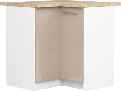 Produktbild von Küchenschrank AKORD OLIWIA S90 Weiß 90 cm Cappuccino Glanz B90 x H85 x T46 cm