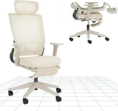 Obrázek produktu pro Ergonomická kancelářská židle OS1W s bederní opěrkou, krémově bílá