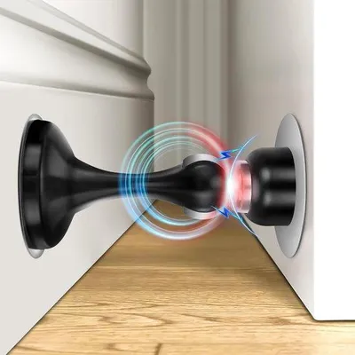 Produktbild von Magnetische Türstopper Edelstahl schwarz selbstklebend