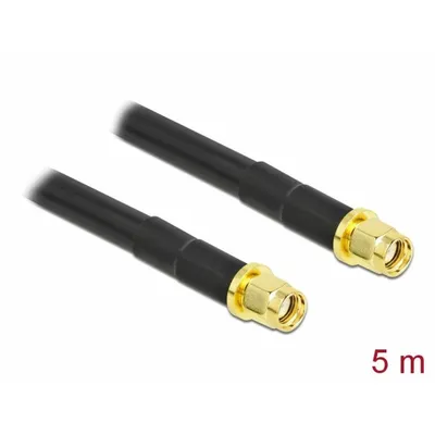 Produktbild von DeLOCK Antennenkabel RP-SMA Stecker zu RP-SMA Stecker LMR/CFD300 5 m low loss, 5 m, LMR300, RP-SMA, RP-SMA, Schwarz