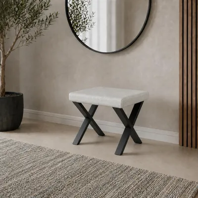 Produktbild von Bank Akiko Metal X -50x44-Inari22- Stoff|Bänkchen|Eckbankgruppe für Ihrem Esszimmer|Küche|modern|Sitzecke|Essecke