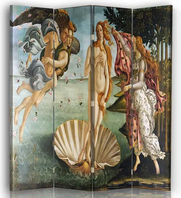 Produktbild von Paravent - Raumteiler Die Geburt der Venus - Sandro Botticelli - Dekorativer Raumtrenner cm. 145x170 (4 x)