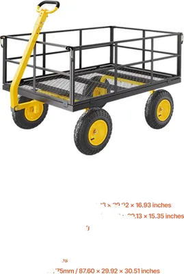 Immagine prodotto di Carrello da giardino in acciaio, portata 635 kg, pneumatici fuoristrada, 1400 libbre