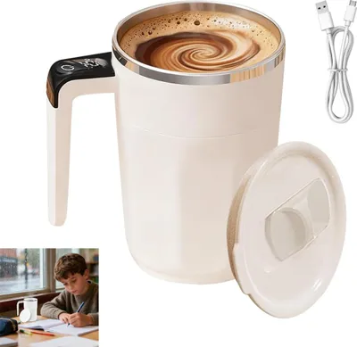 Produktbild von 400ml Intelligenter Magnetbecher mit Selbstumrührfunktion – Temperaturanzeige, Magnetrührer, perfekter Kaffeebecher