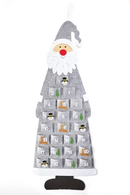 Vilten Adventskalender Santa, grau/weiß, 24 Türen, 1,16 m