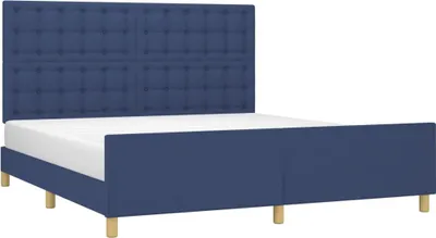 Produktbild von vidaXL Bettgestell ohne Matratze Blau 160x200 cm Stoff