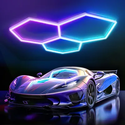 Obrázek produktu pro Hexagonální LED stropní svítidlo, osvětlení pro garáže a dílny