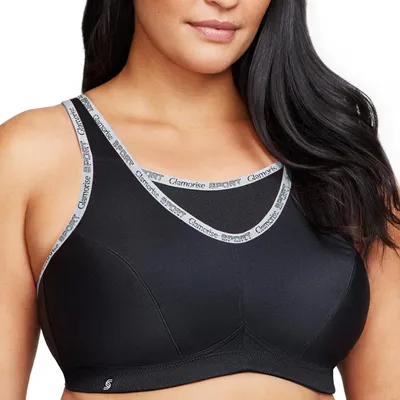 Productafbeelding van Glamorise sportbeha voor dames, model 1066, zwart, maat 105I (EU)