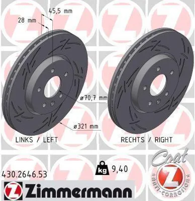 Produktbild von 2x ZIMMERMANN Bremsscheibe 430.2646.53 für OPEL INSIGNIA Caravan INSIGNIA CC