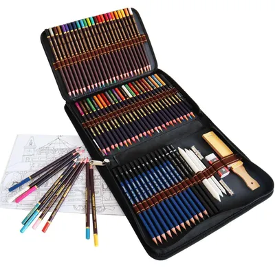 Produktbild von Buntstifte Set 72-teilig Aquarell Skizzenstifte Zeichenset mit Tasche