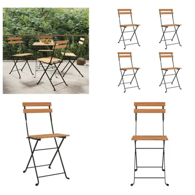 Produktbild von vidaXL Bistrostühle 4 Stk. Klappbar Massivholz Teak und Stahl - Klappbarer Bistrostuhl - Klappbare Bistrostühle - Gartenmöbel - Outdoor Möbel